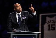 The Brooklyn Nets have retired Carter's jersey no. 15 (Image via Jordan Bank/Getty Images)