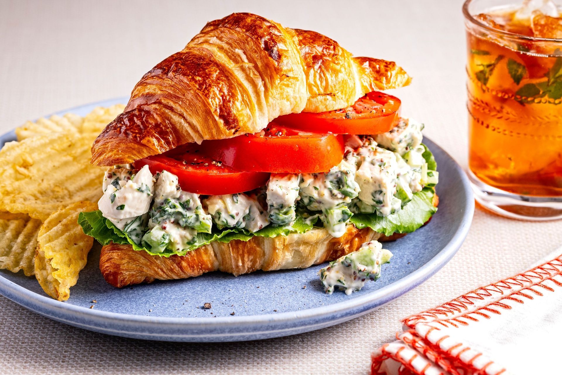 Lemony Chicken Salad Croissant Sandwiches for Dinner in Minutes column in Food - Source: Getty