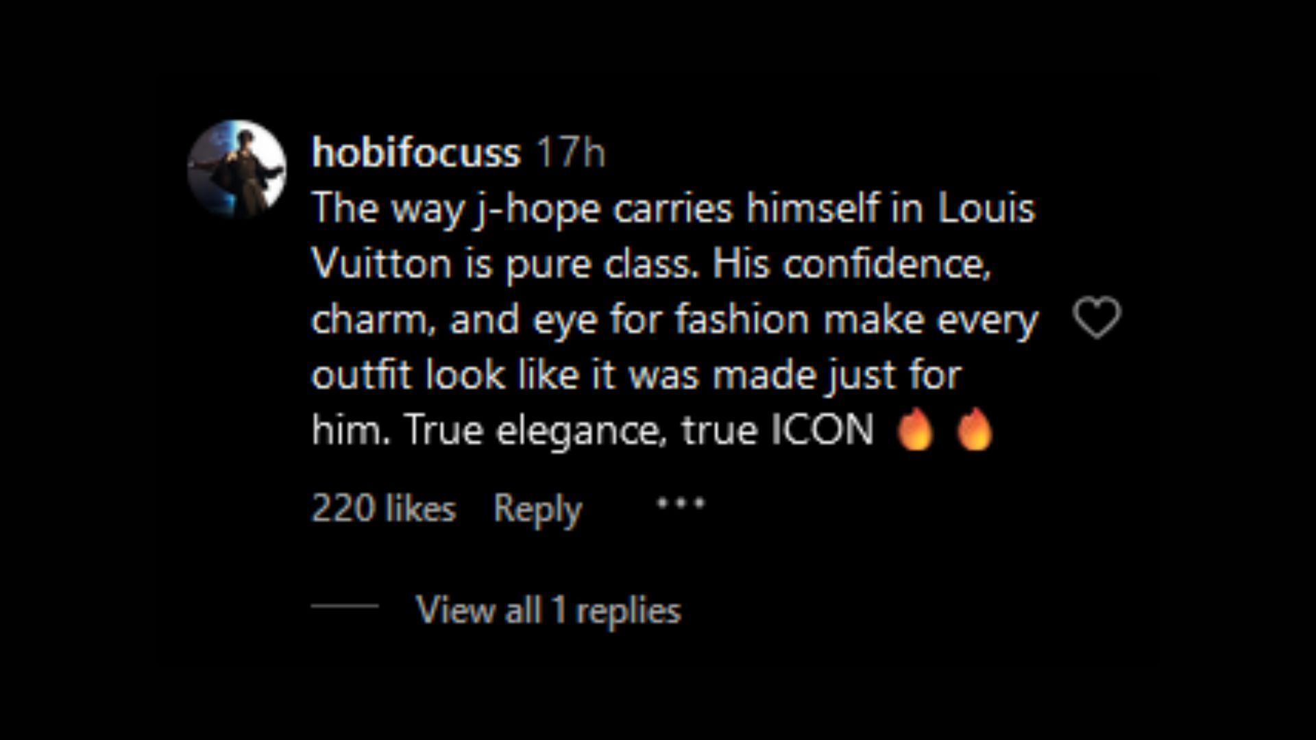 J-Hope Louis Vuitton Instagram comments (Image via Instagram/Louis Vuitton)