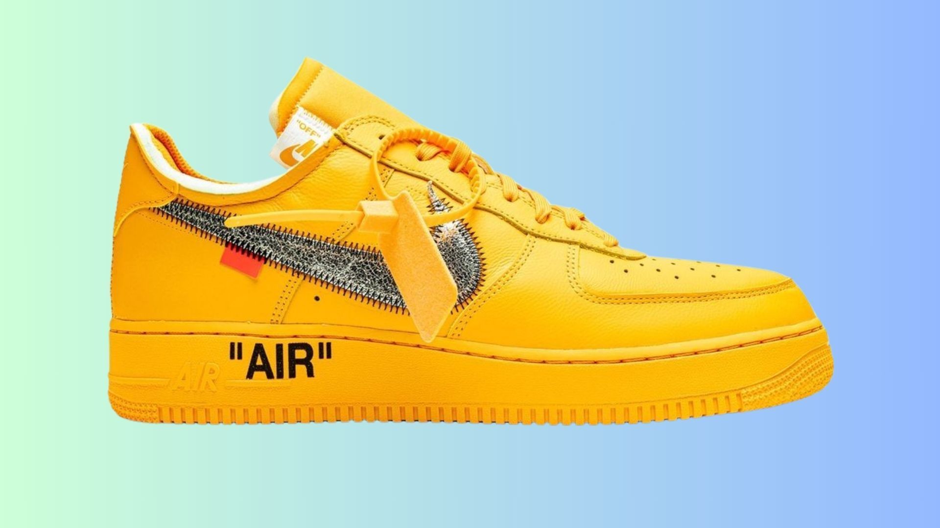 Off-White x Nike Air Force 1 Low &quot;University Gold&quot; (Image via Farfecth)