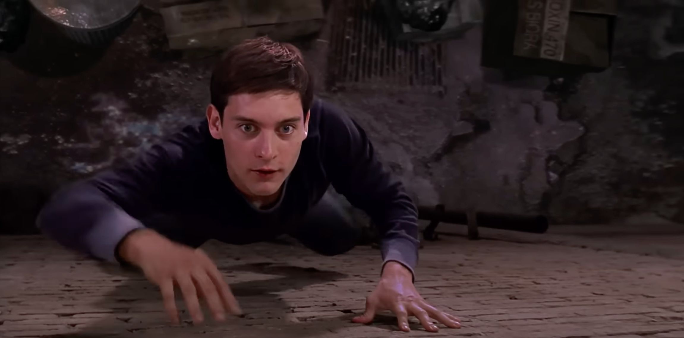 Tobey Maguire as Spider-Man in Spider-Man (Image via YouTube/@sonypicturesentertainment)