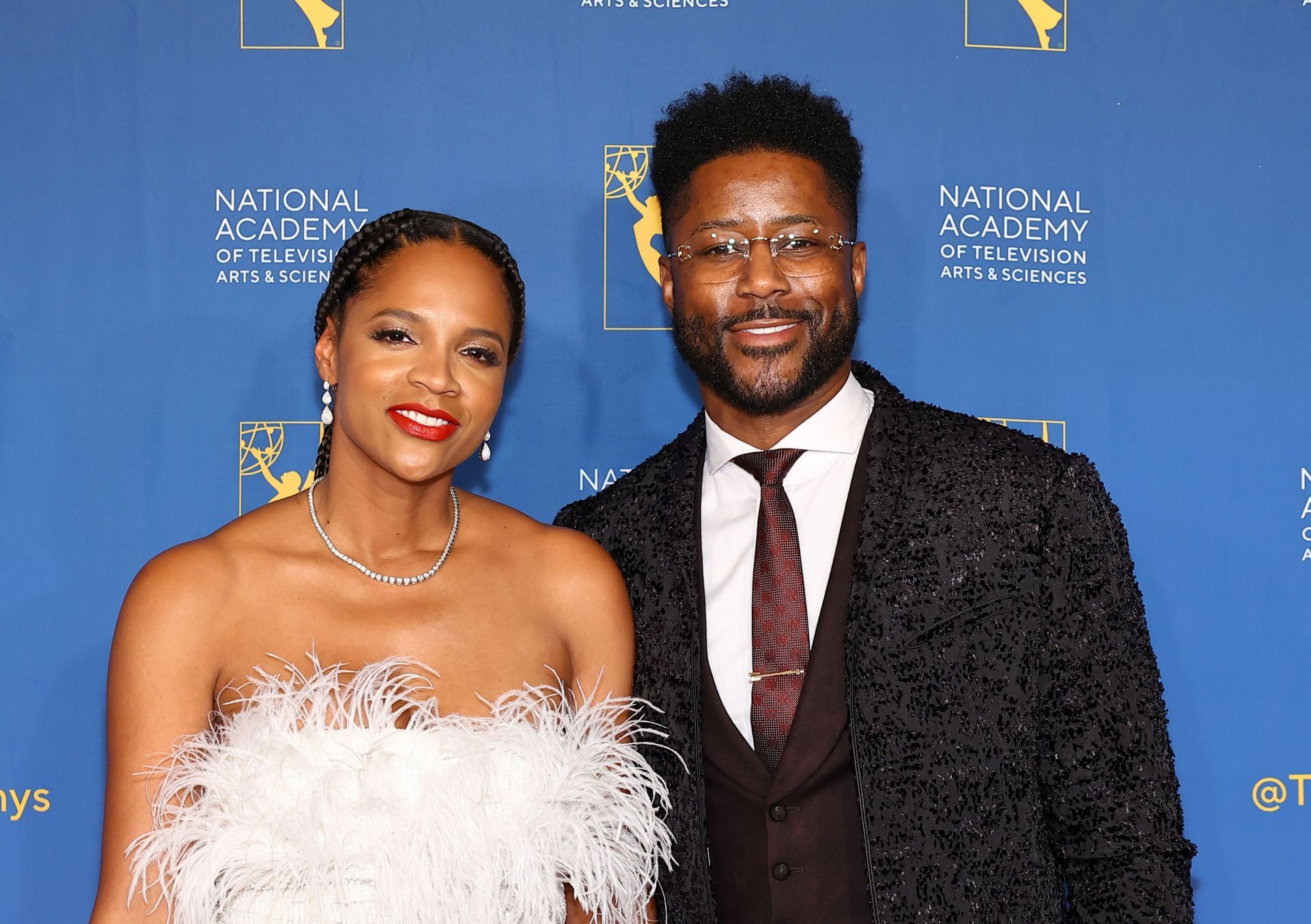 Nate Burleson with wife Atoya at the 44th Annual Sports Emmy Awards (Image via Getty)