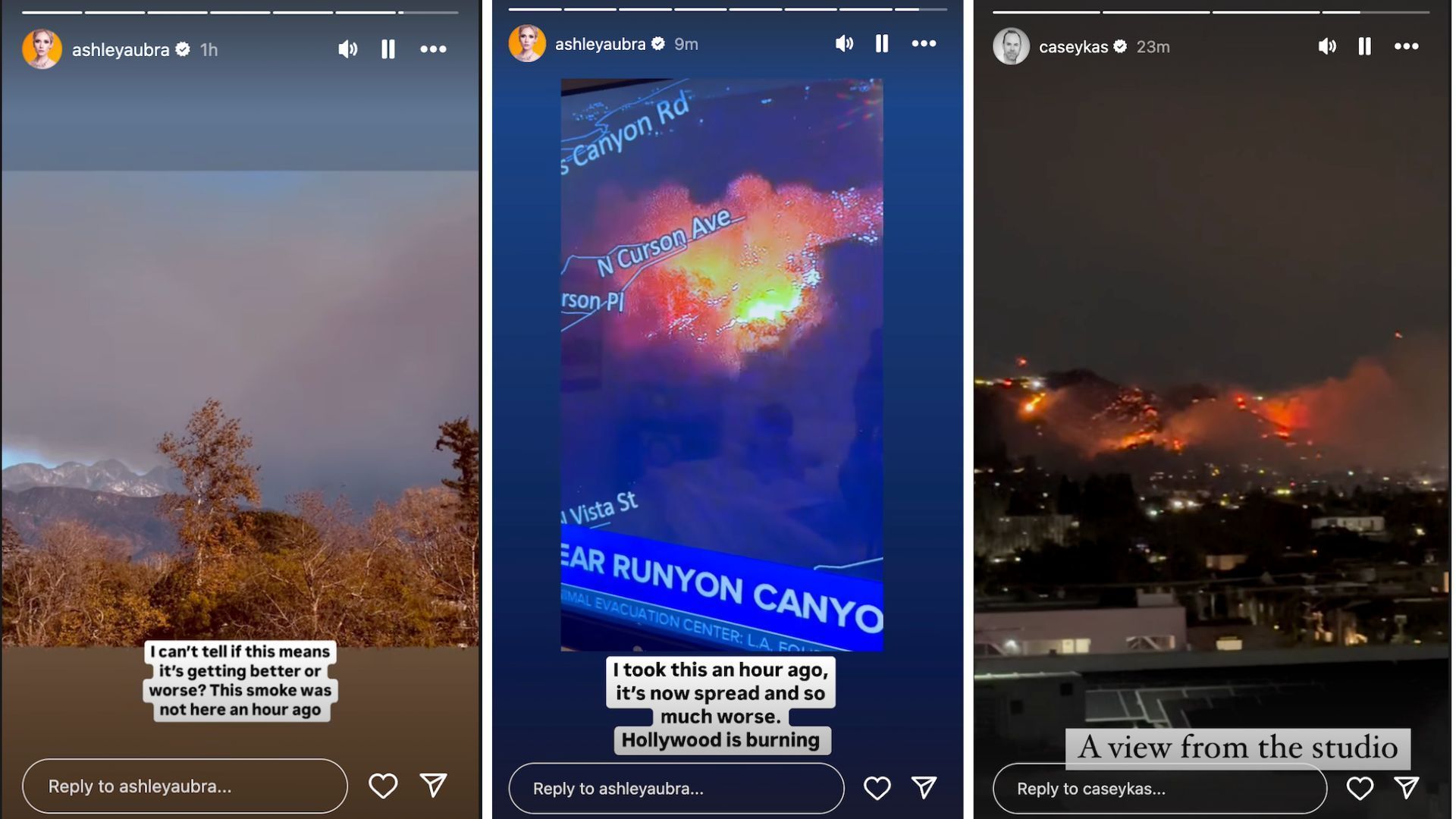 Ashley Jones and Casey Kasprzyk update the L.A. fires | Images: Instagram