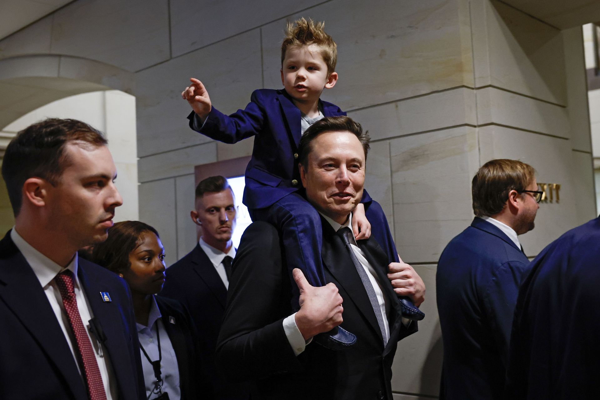 Speaker Johnson Speaks To The Media Before Meeting With Elon Musk And Vivek Ramaswamy At The Capitol - Source: Getty