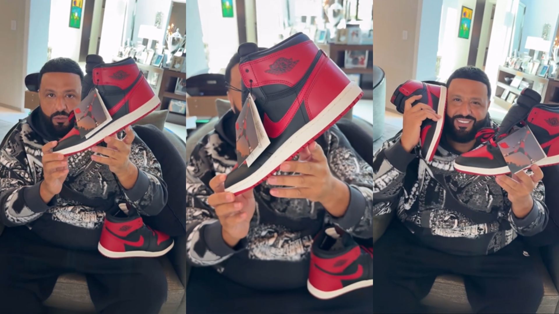 DJ Khaled was gifted a pair of the upcoming special edition Air Jordan 1 Bred sneakers in exclusive packaging (Image via Instagram/@djkhaled)