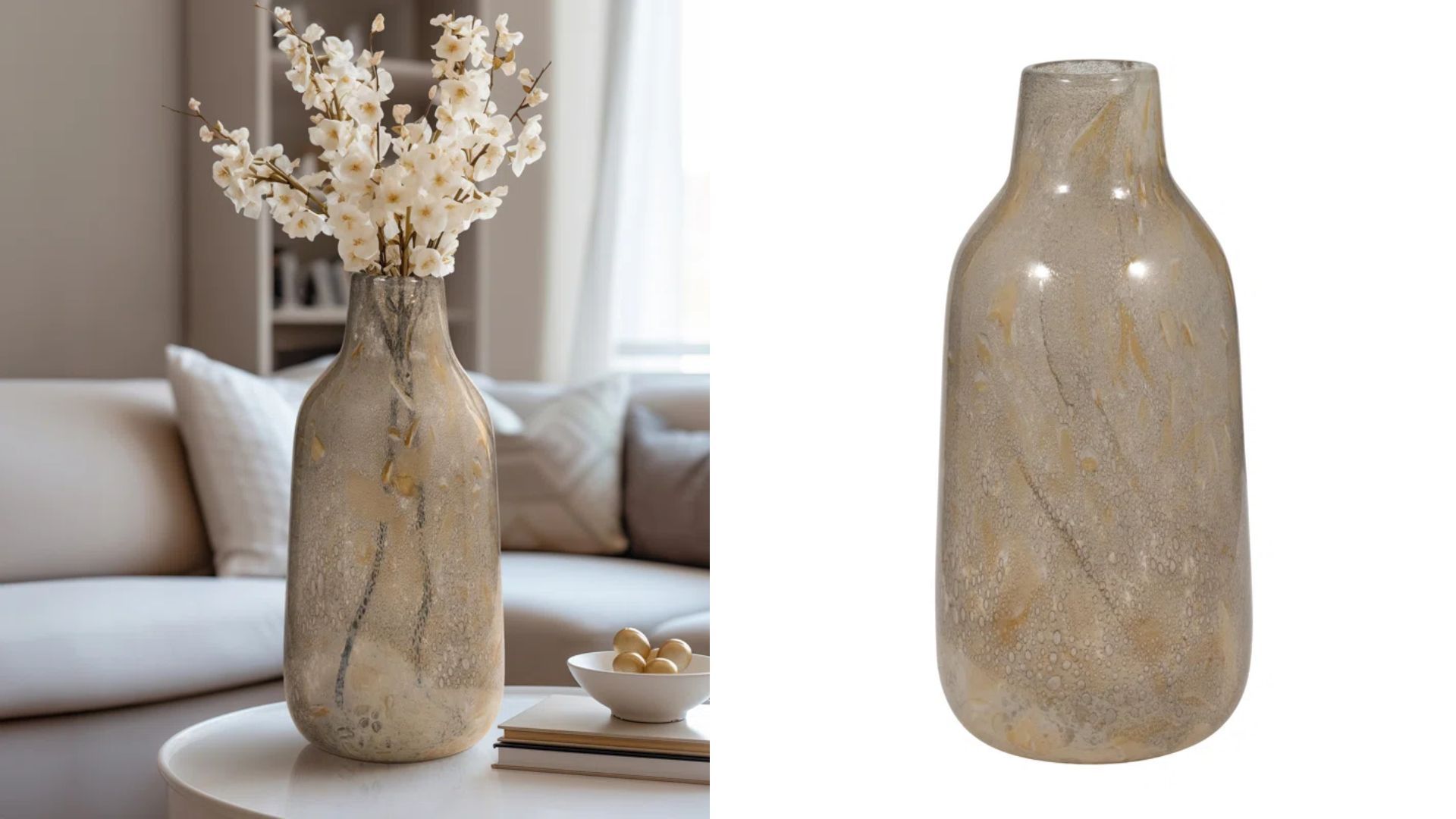 Elegant Foley Large Natural Glass Vase (Image via Wayfair)