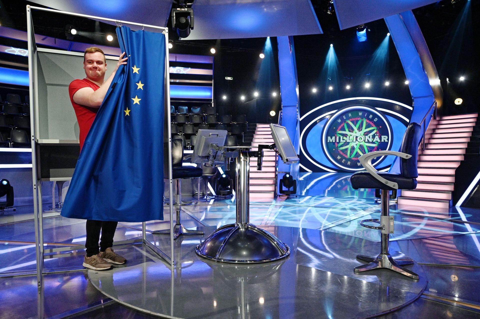 Election booth for European elections in the studio of 