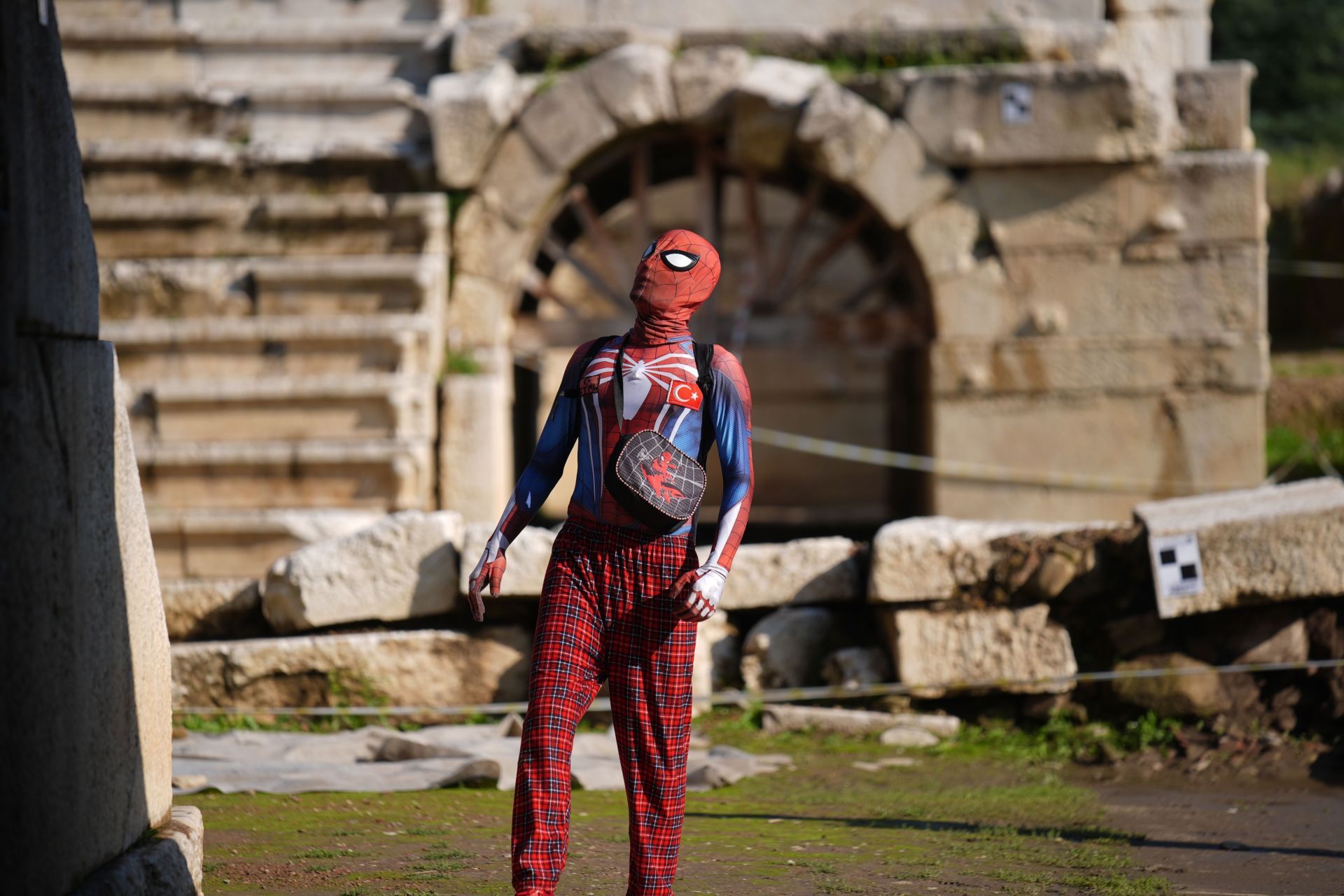 &#039;Spider-Man&#039; traveling across Turkiye visits the ancient city in Duzce - Source: Getty