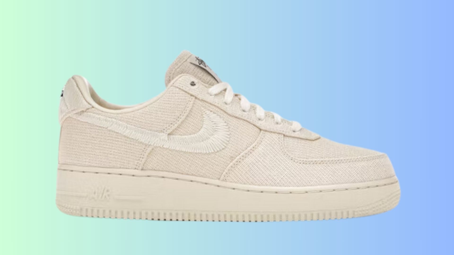 Stussy x Nike Air Force 1 Low &quot;Fossil Stone&quot; (Image via StockX)