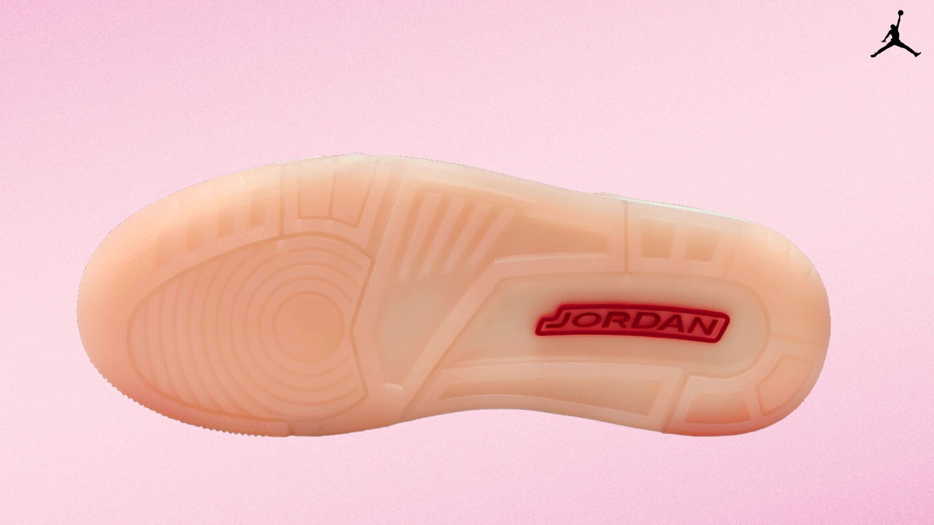 A JORDAN print is embossed underneath the shoes (Image via Nike)