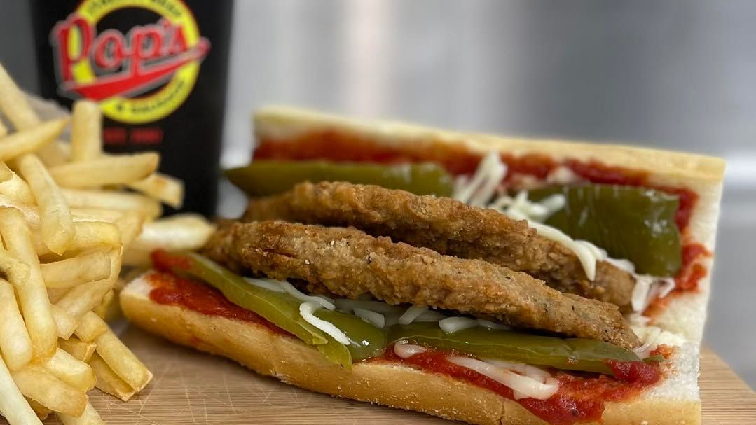 Breaded Steak Sandwich from Pops Italian Beef &amp; Sausage. (Image via Instagram/@popsbeef)