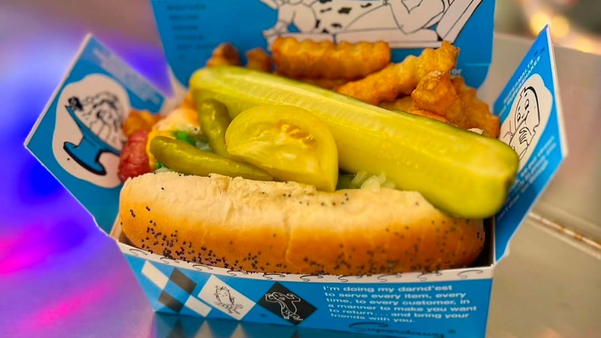 Hot dog from Superdawg Drive-in. (Image via Instagram/@superdawgdrivein)