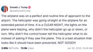 Trump used his Truth Social account to speculate about the Washington DC plane crash (Image via Truth Social/@realDonaldTrump)