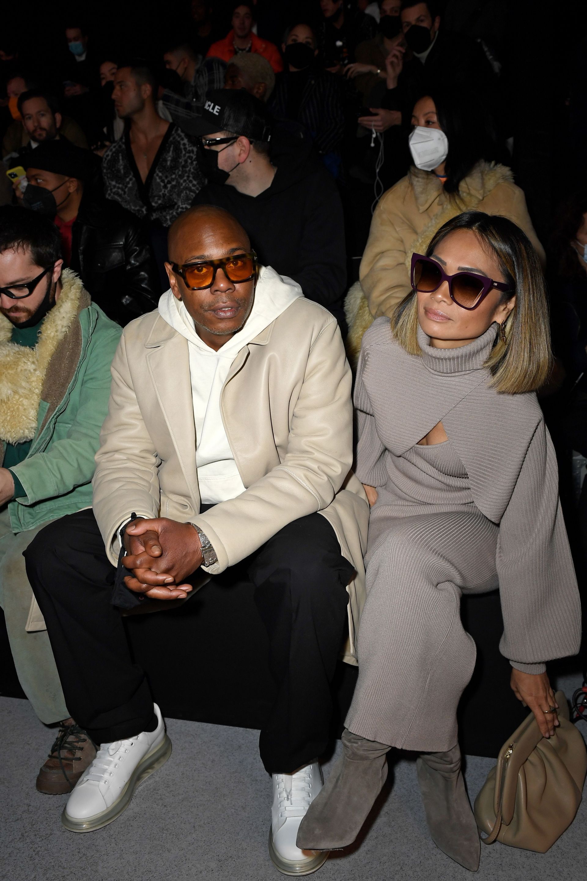 Dave Chappelle and his wife Elaine Chappelle attends the Dior Homme Fall/Winter 2022/2023 show as part of Paris Fashion Week on January 21, 2022 in Paris, France. (Photo by Kristy Sparow/Getty Images)