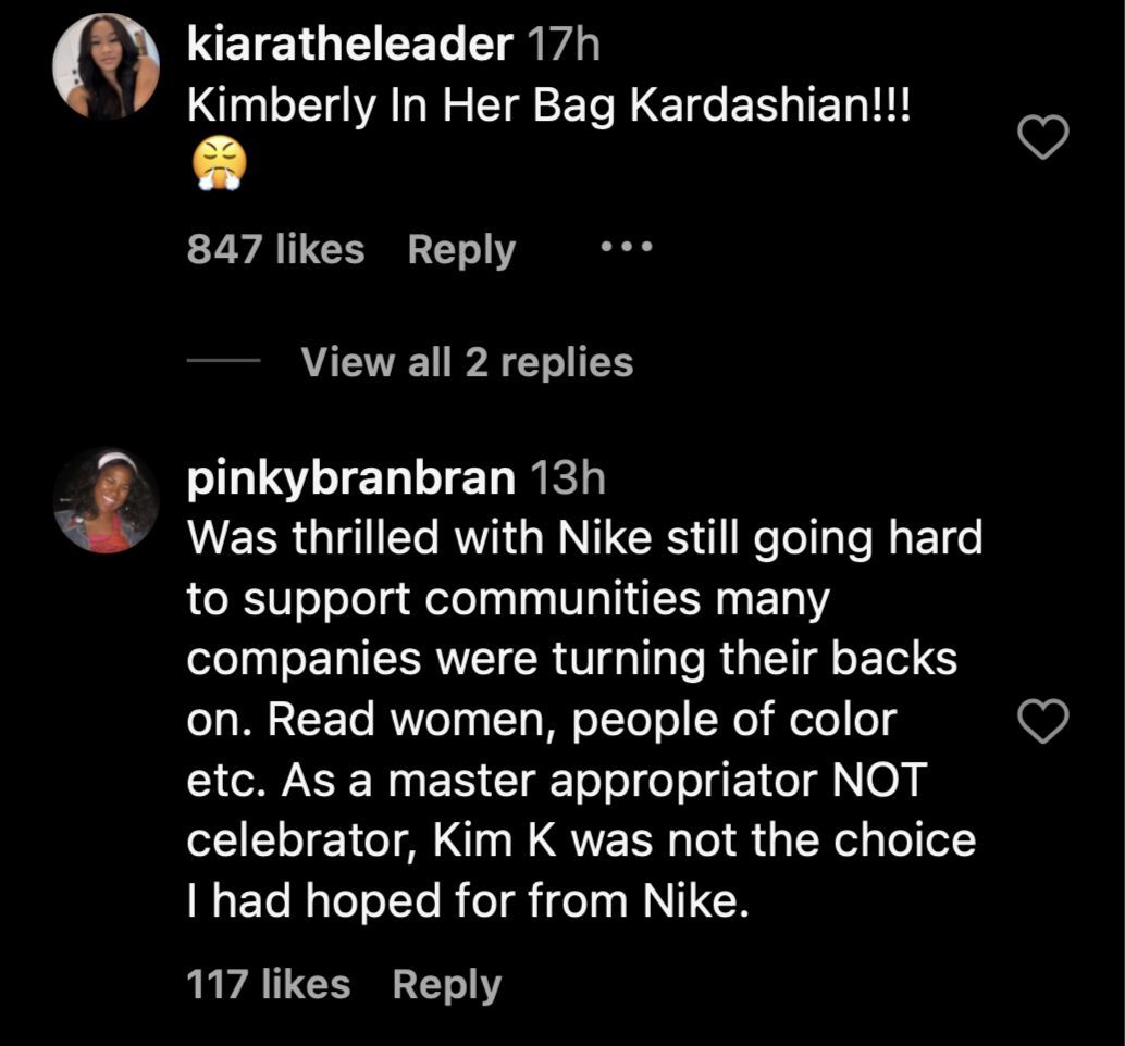 Fans weigh in on Kim Kardashian&#039;s announcement (Image via Instagram/@nike)