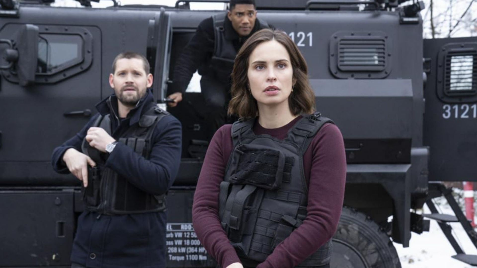 Luke Kleintank, Heida Reed, and Carter Redwood in FBI: International (Image via CBS)