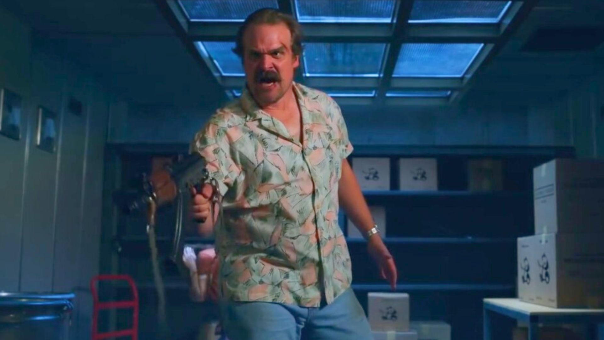 Jim Hopper in Stranger Things, Season 3, Episode 8 | Image via : 21 Laps Entertainment