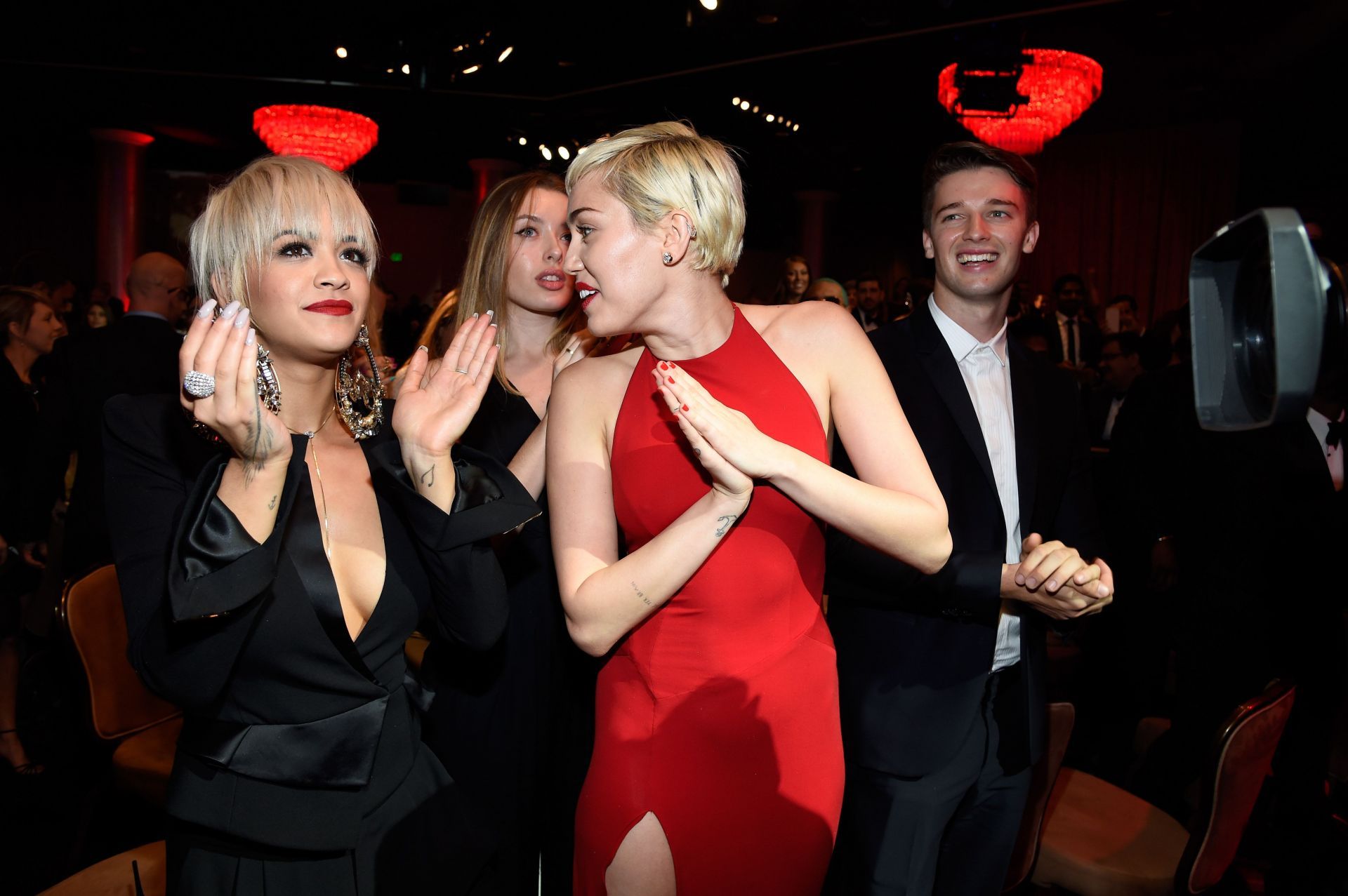 Patrick Schwarzenegger and Miley Cyrus briefly dated one another (Image via Kevin Mazur/WireImage/Getty)