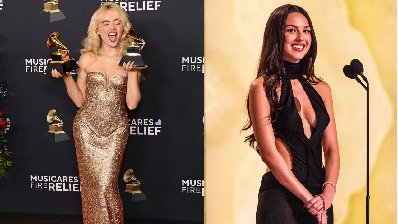 Sabrina Carpenter and Olivia Rodrigo at the Grammys via Getty Images