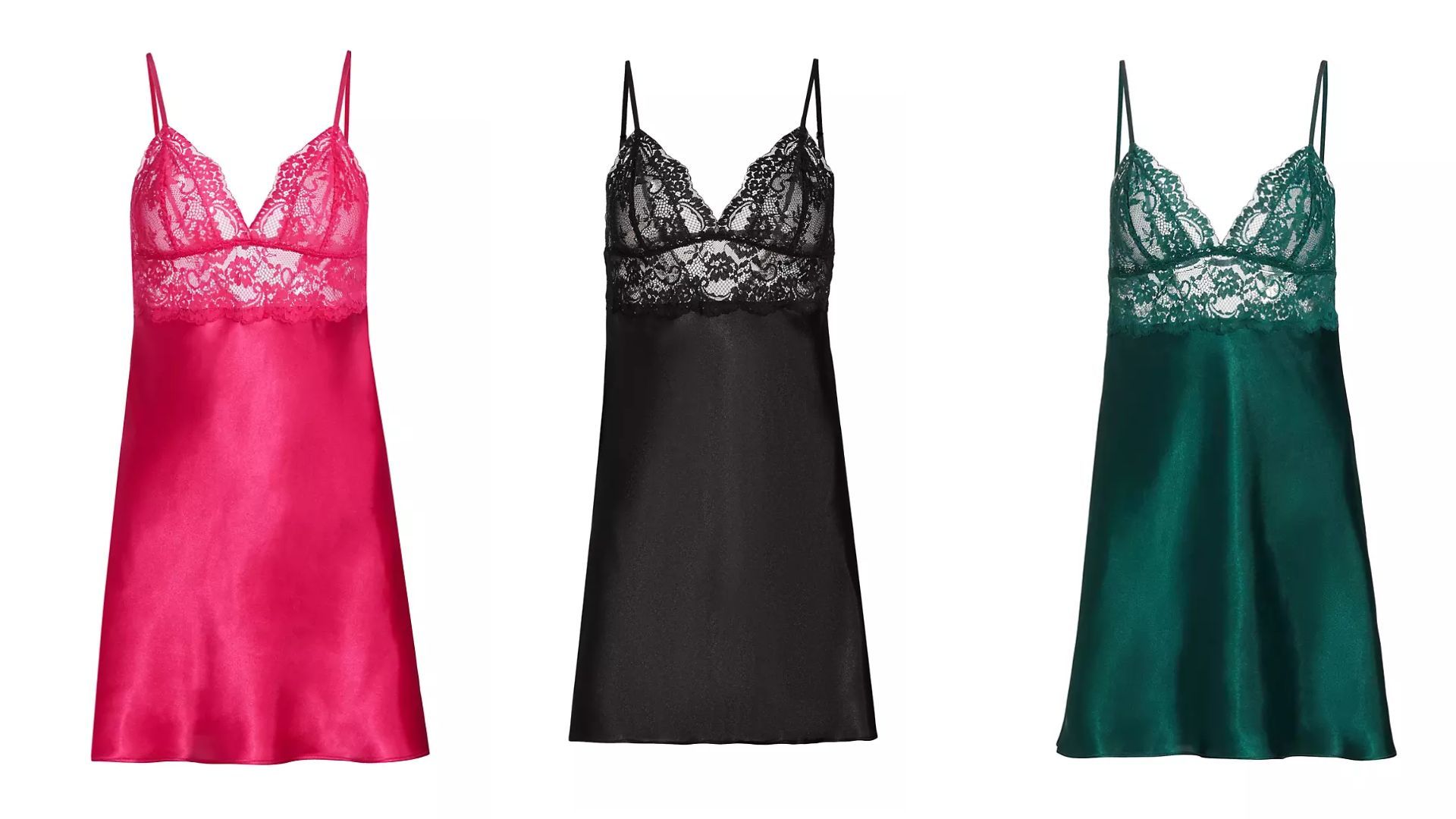 In Bloom Rory Lace-Trimmed Satin Chemise (Image via Saks Fifth Avenue)