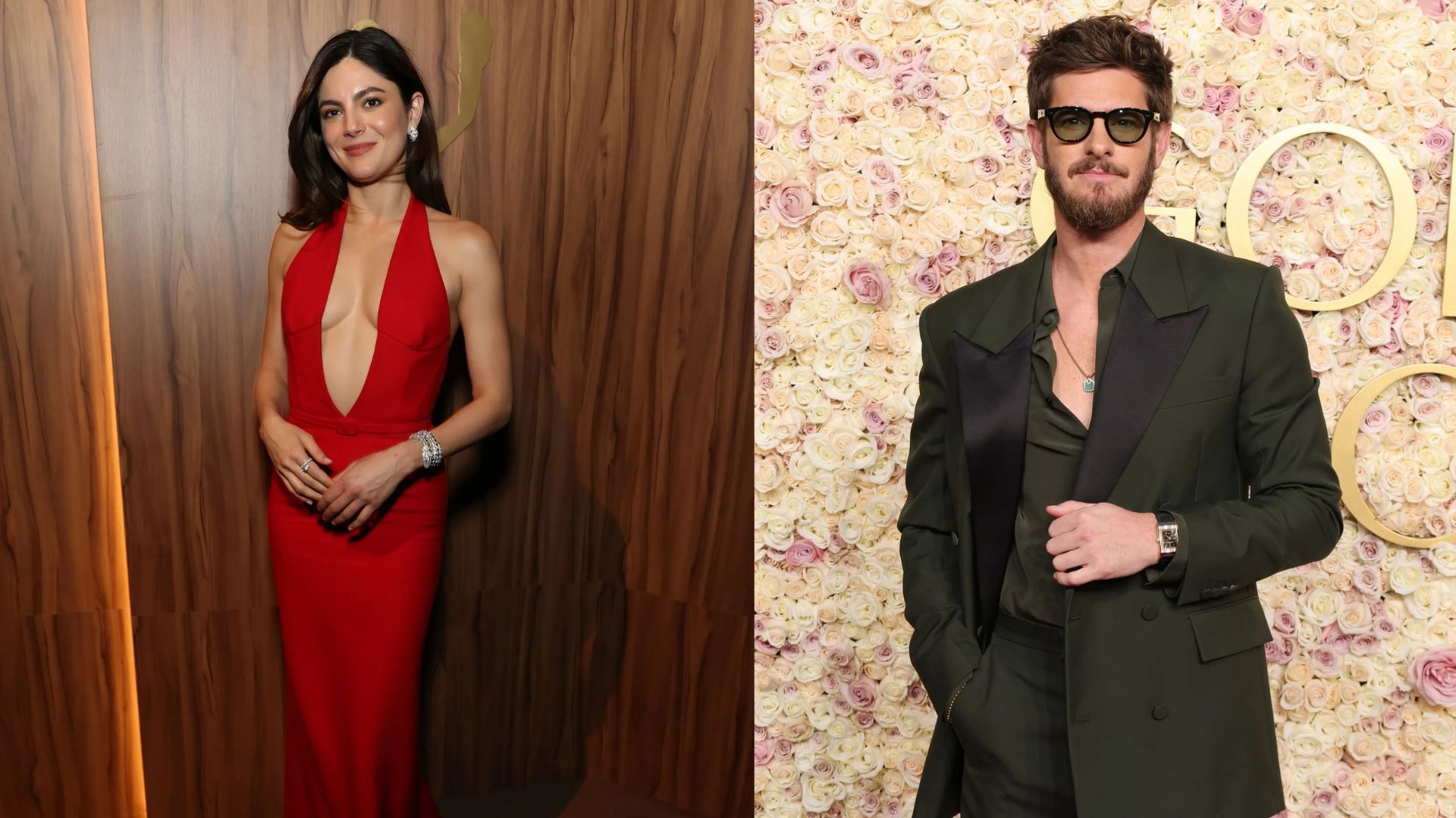 Monica Barbaro &amp; Andrew Garfield - Source: Photo by Kevin Mazur/Kevin Mazur/Getty Images for PEOPLE and Photo by Amy Sussman/Getty Images