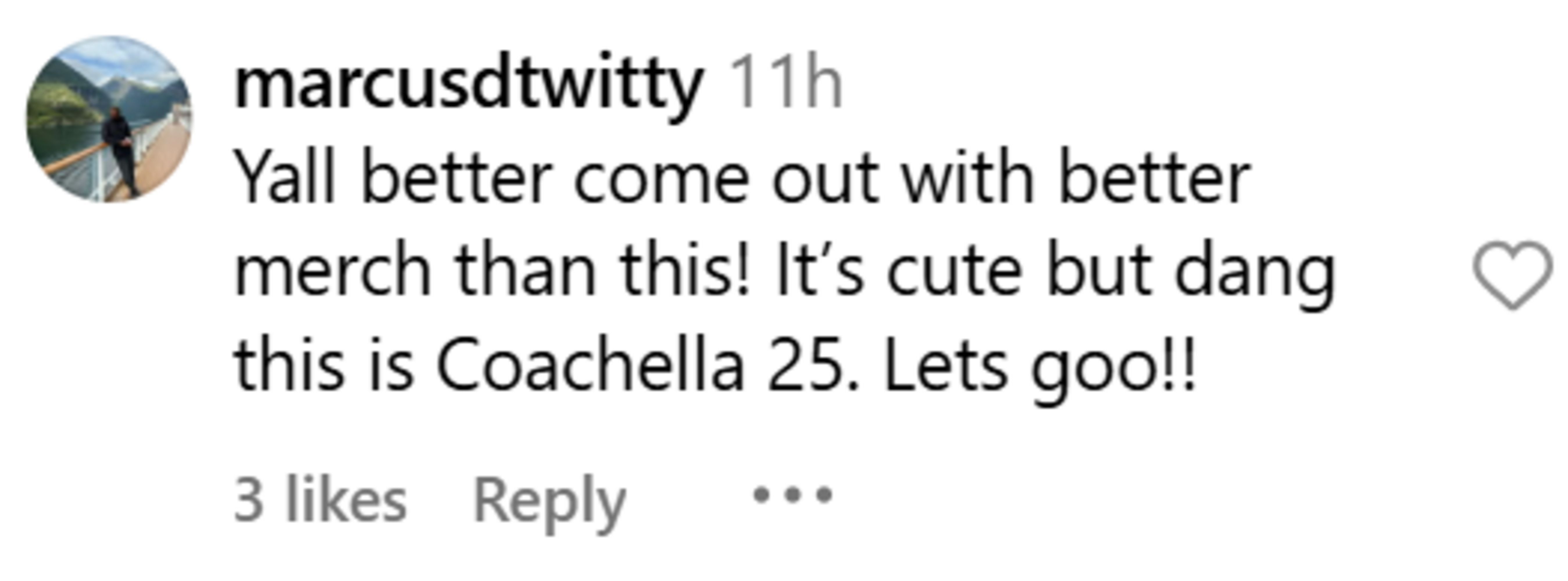 Fans react to 2025 Coachella merchandise (Image via Instagram/@marcusdtwitty)