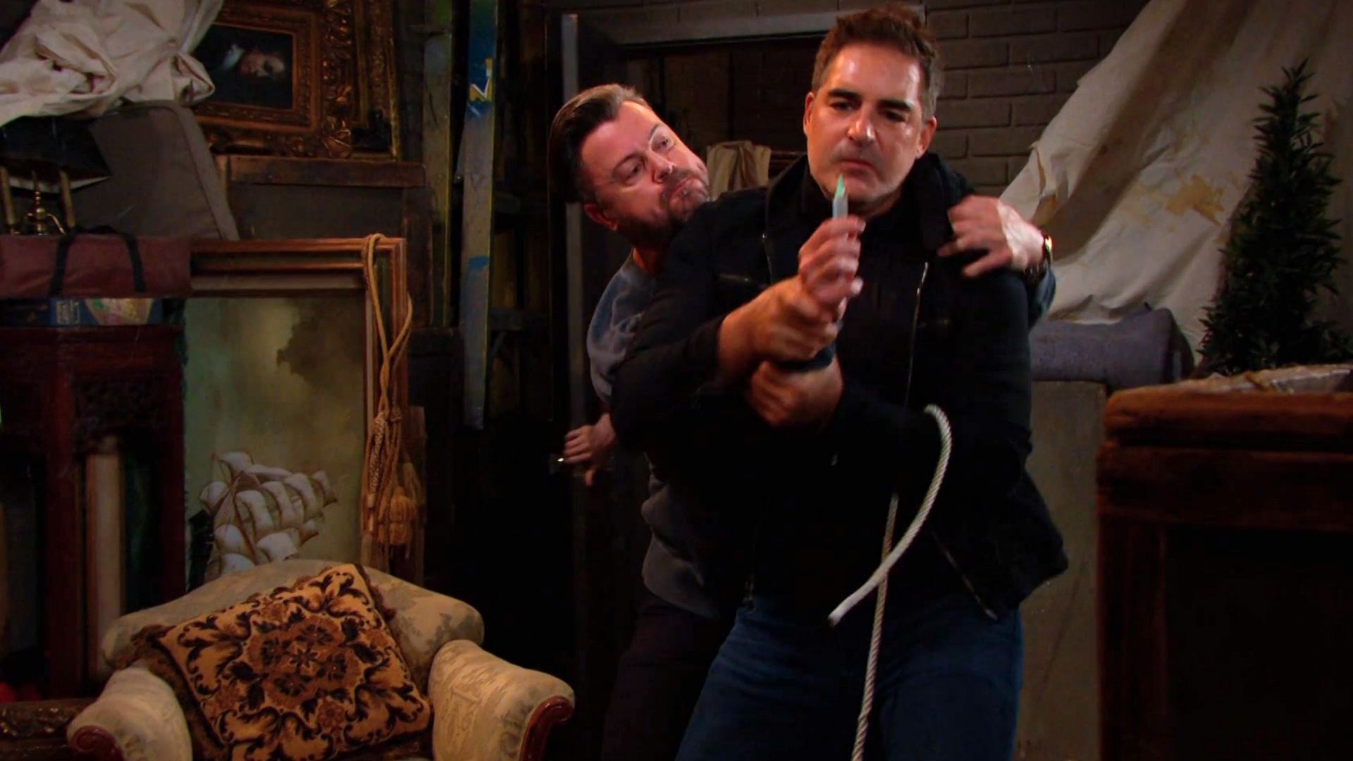 EJ and Rafe fought over a syringe on Days of our Lives | Image: Peacock