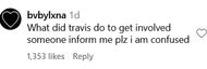 Another user questions Travis Barker's involvement in the feud (image via @bvbylxna on Instagram)
