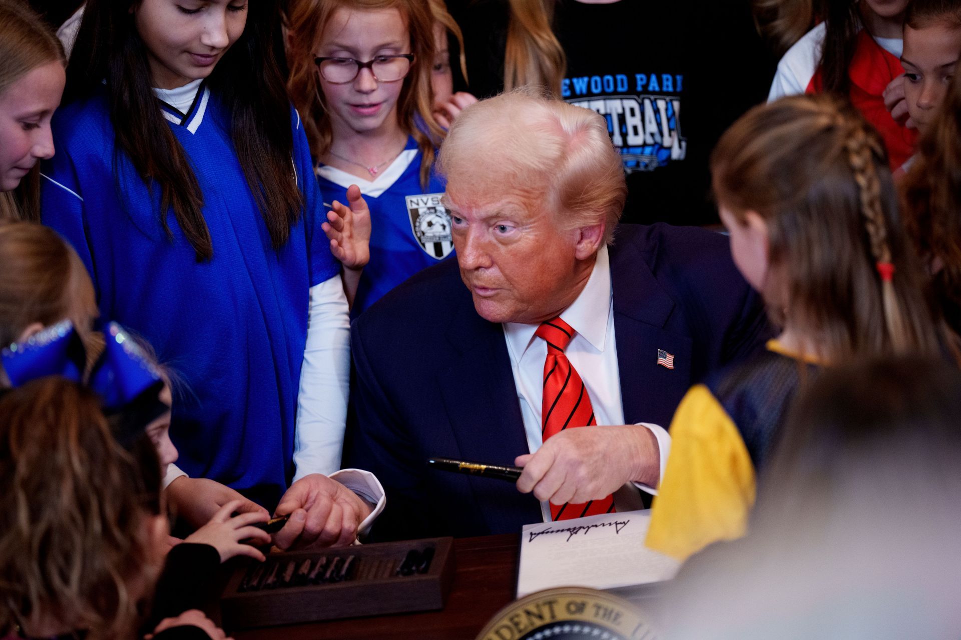 President Trump Signs No Men In Women&#039;s Sports Executive Order - Source: Getty