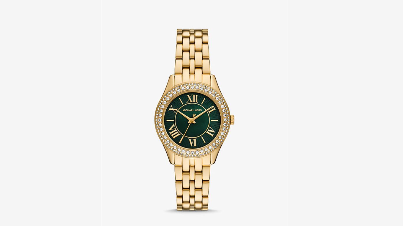 Mini Harlowe Pav&eacute; Gold-Tone Watch