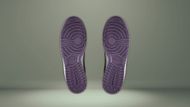 a muted purple outsole with multidirectional patterns that help provide grip on different surfaces (Image via Nike)
