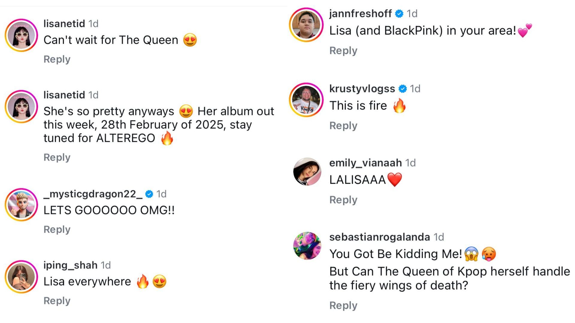 Fan reaction on BLACKPINK Lisa&#039;s &lsquo;Hot Ones&rsquo; Promo (Image via Instagram)