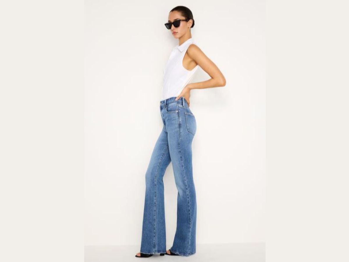 Soft-Tech Good Classic Slim Bootcut Jeans (image via Good American)