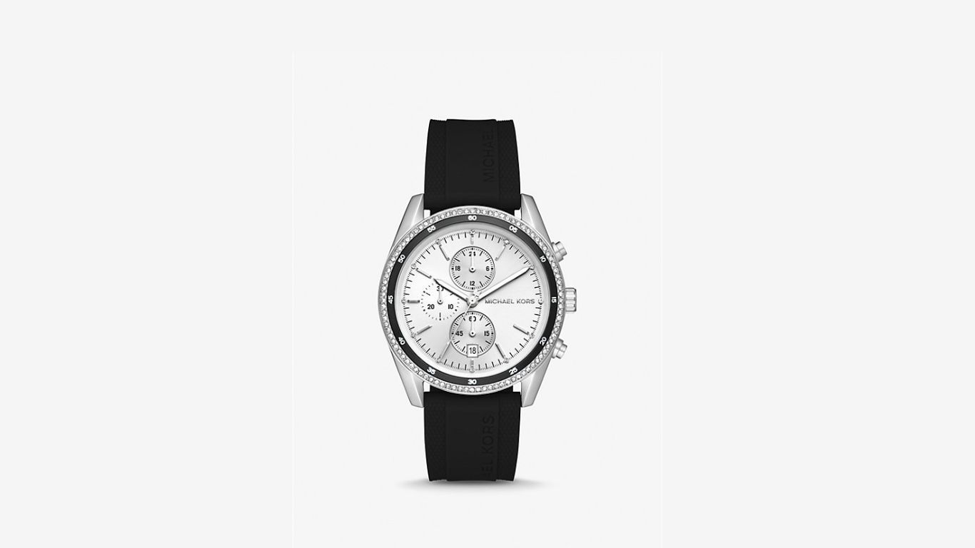 Oversized Hadyn Pav&eacute; Silver-Tone Watch