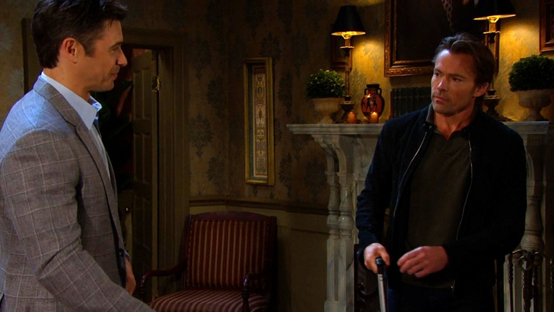 Days of Our Lives&#039; Xander and Philip being cordial. | Image Source: Peacock