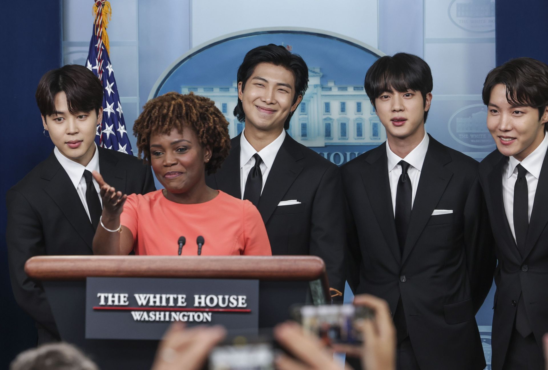 K-Pop Group BTS Joins White House Press Secretary Jean-Pierre At Daily Briefing - Source: Getty