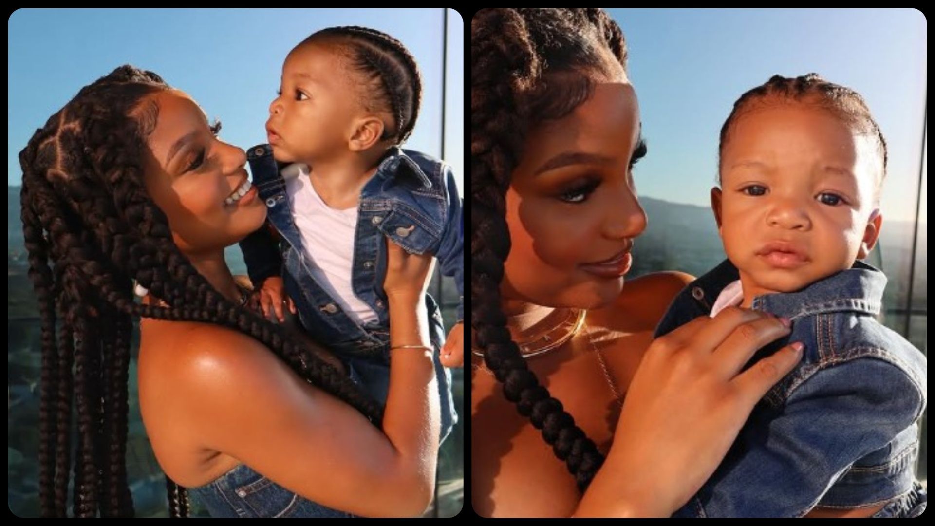 Halle Bailey with her son, Halo (Image via Instagram/@hallebailey)