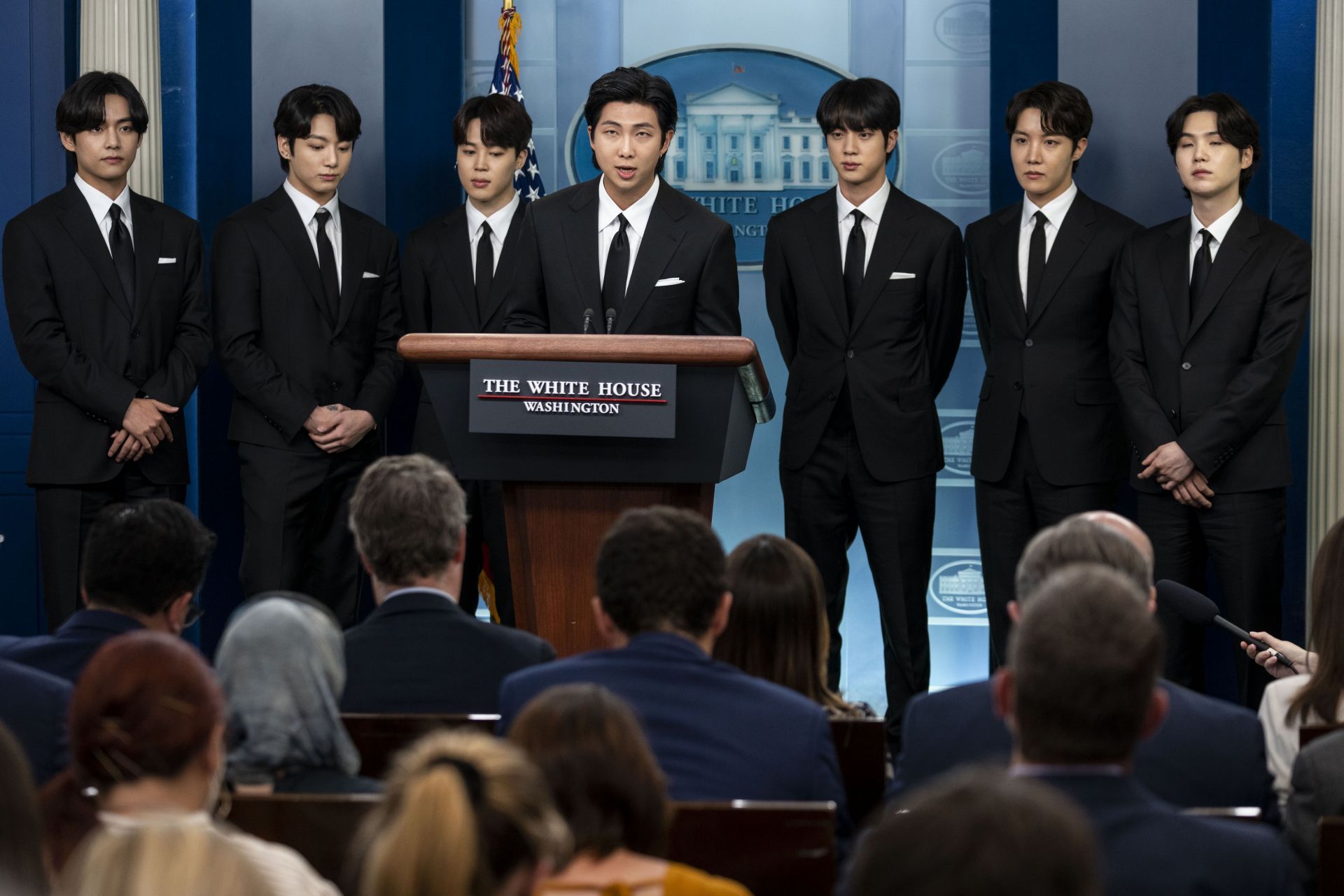 K-Pop Group BTS Joins White House Press Secretary Jean-Pierre At Daily Briefing - Source: Getty