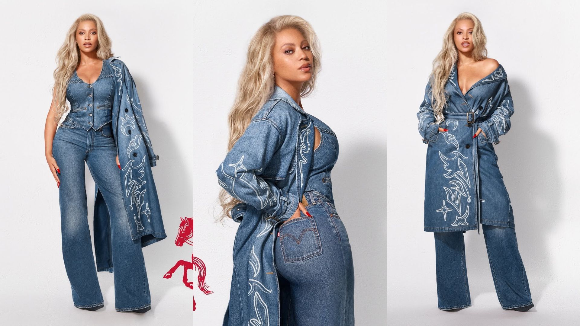 Beyonc&eacute; continued her collaboration with the denim giant Levi