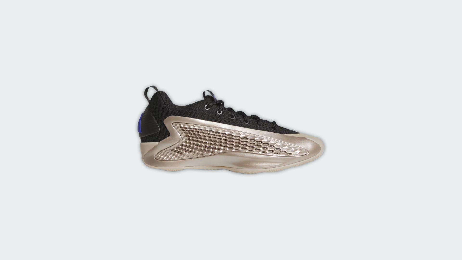 Side view of Adidas Anthony Edwards 1 Low &ldquo;Champagne Metallic&rdquo; sneakers (Image via adidas.com)