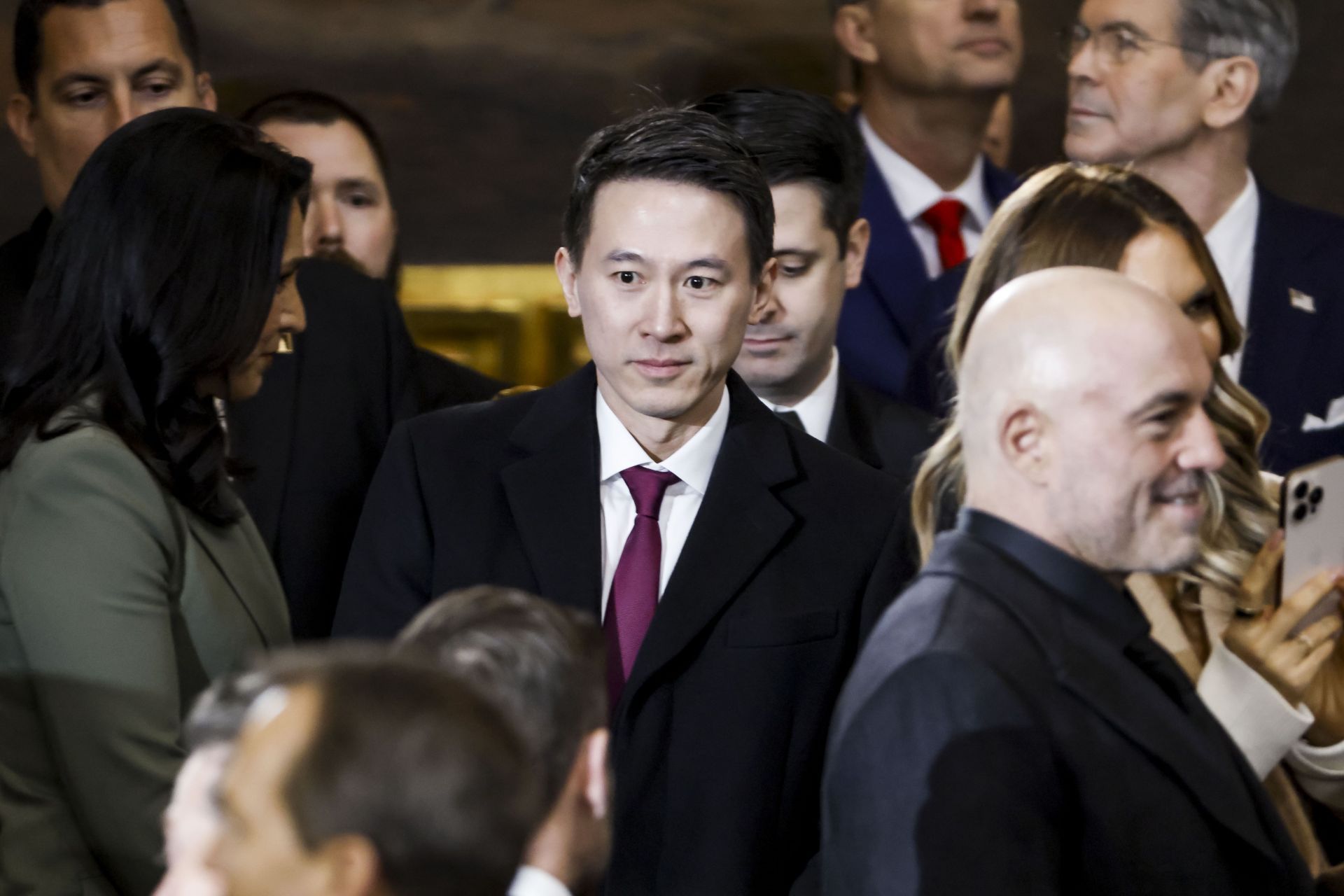 TikTok CEO Shou Zi Chew (center) at the Inauguration of Donald Trump (Image via Getty)