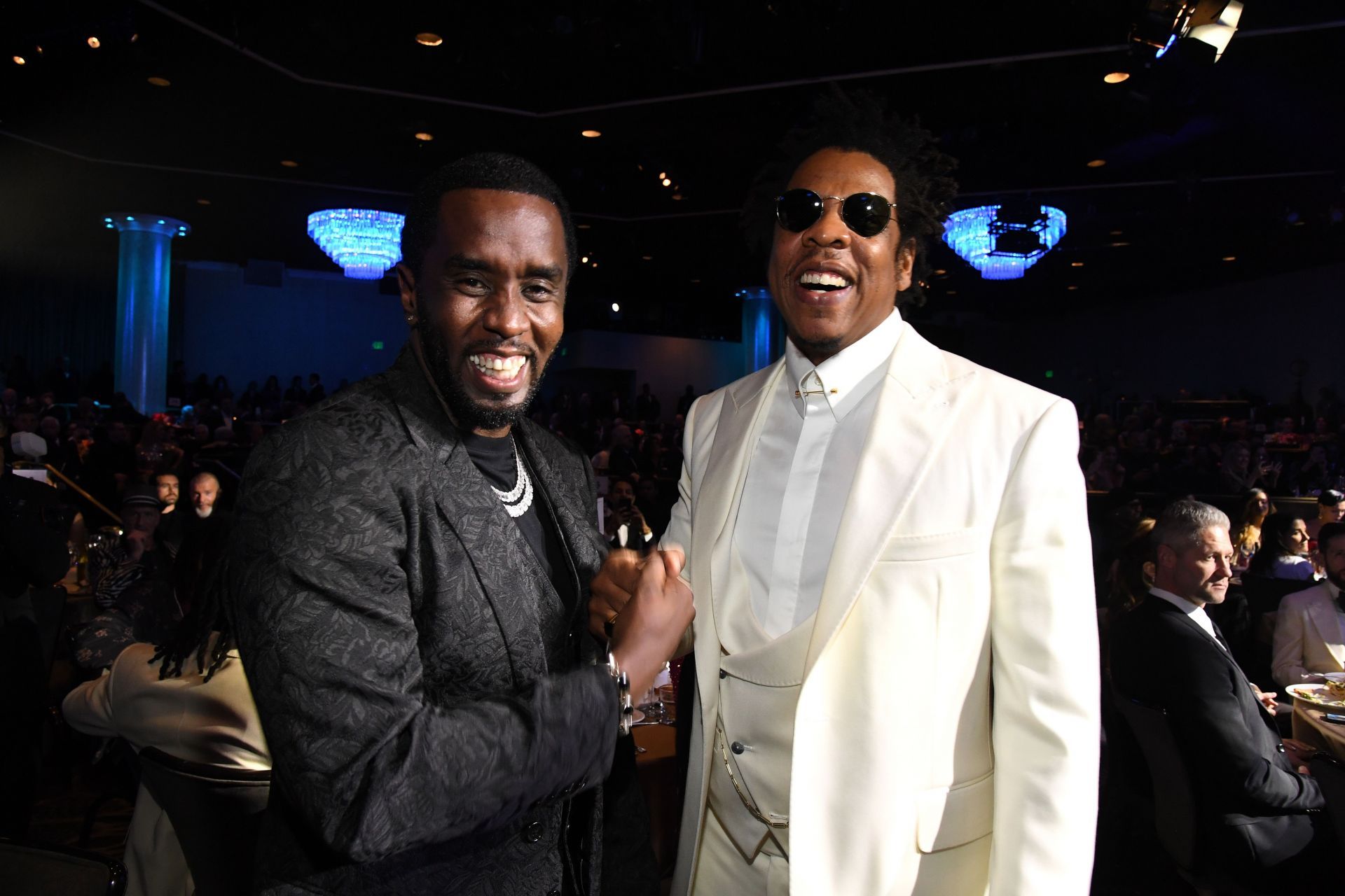 (L-R) Sean &#039;Diddy&#039; Combs and Jay-Z attend the Pre-GRAMMY Gala and GRAMMY Salute to Industry Icons Honoring Sean &quot;Diddy&quot; Combs on January 25, 2020 in Beverly Hills, California. (Photo by Kevin Mazur/Getty Images for The Recording Academy)