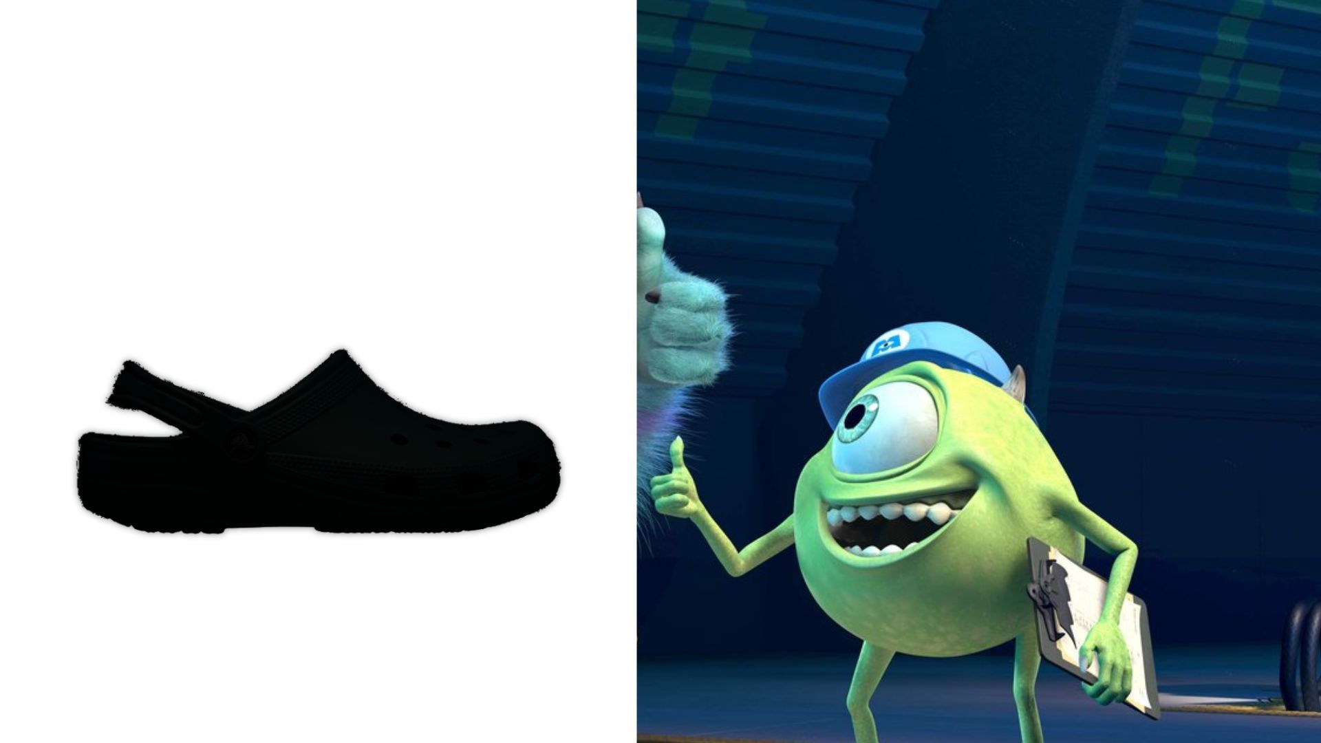 The Crocs classic clog may sport a Mike Wazowski-inspired design in the coming weeks (Image via Pixar &amp; Crocs)