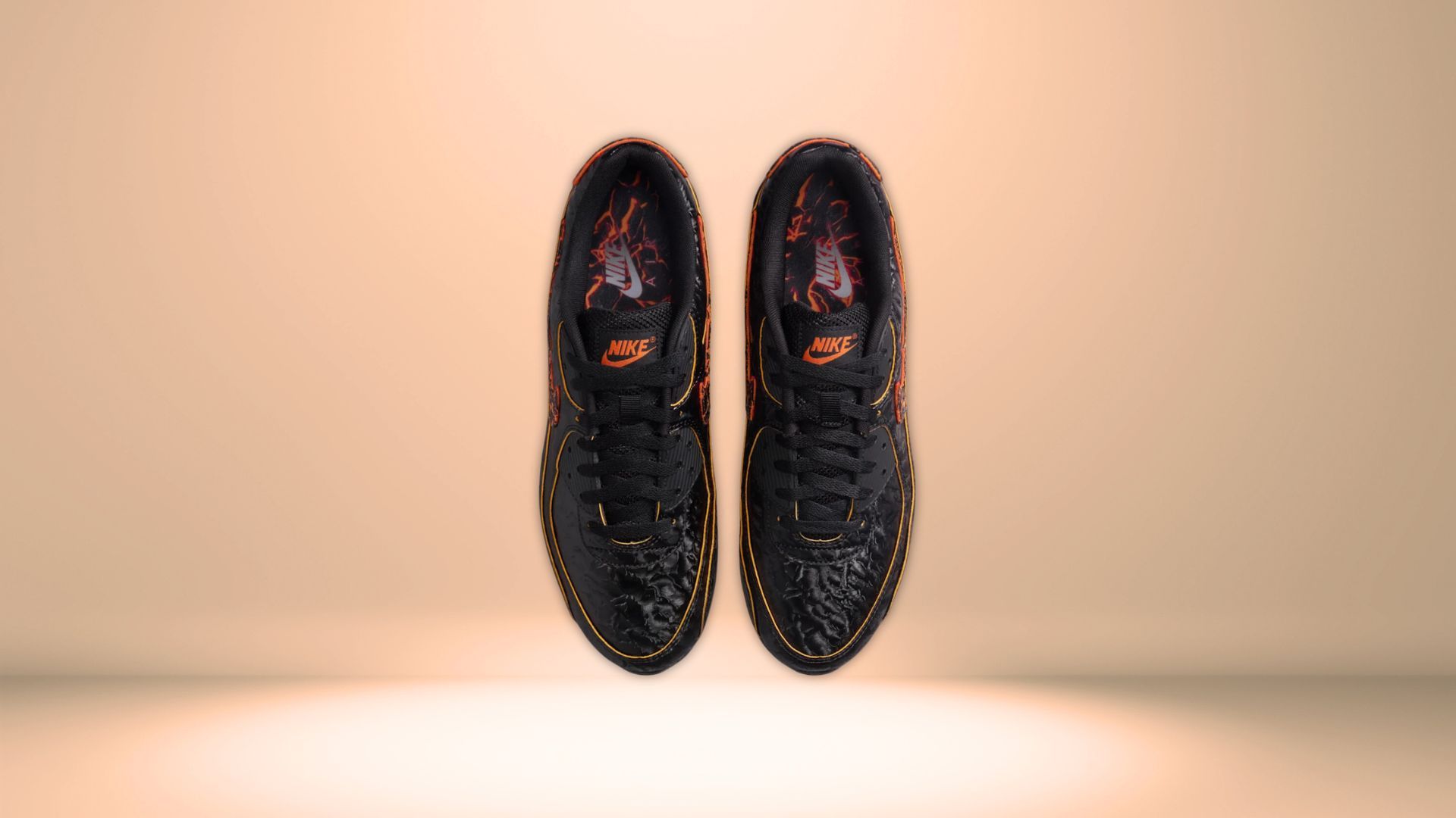 A closer look at the &quot;Black and Magma Orange&quot; sneakers (Image via Nike)