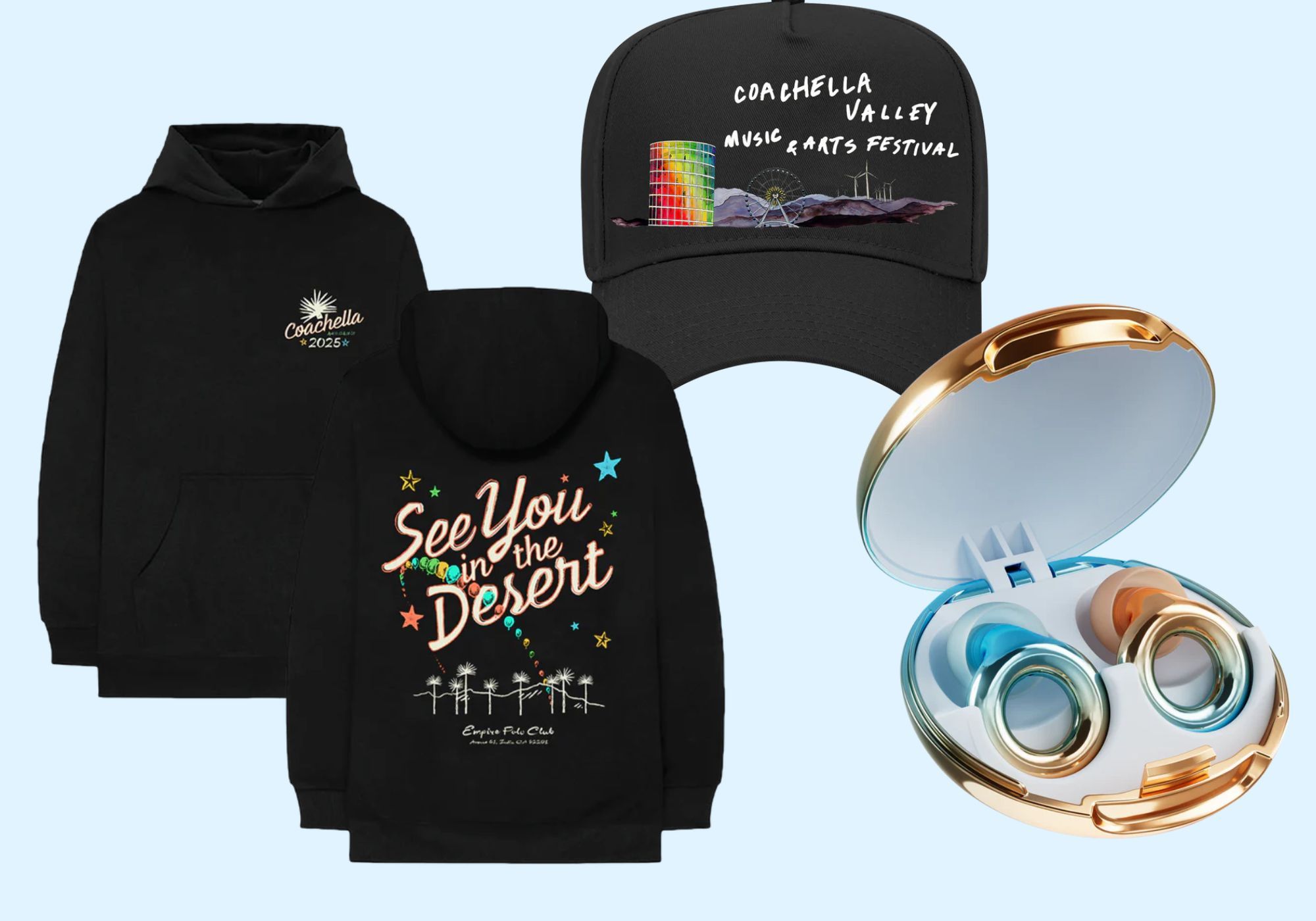 Items in 2025 Coachella merchandise (Image via Coachella)