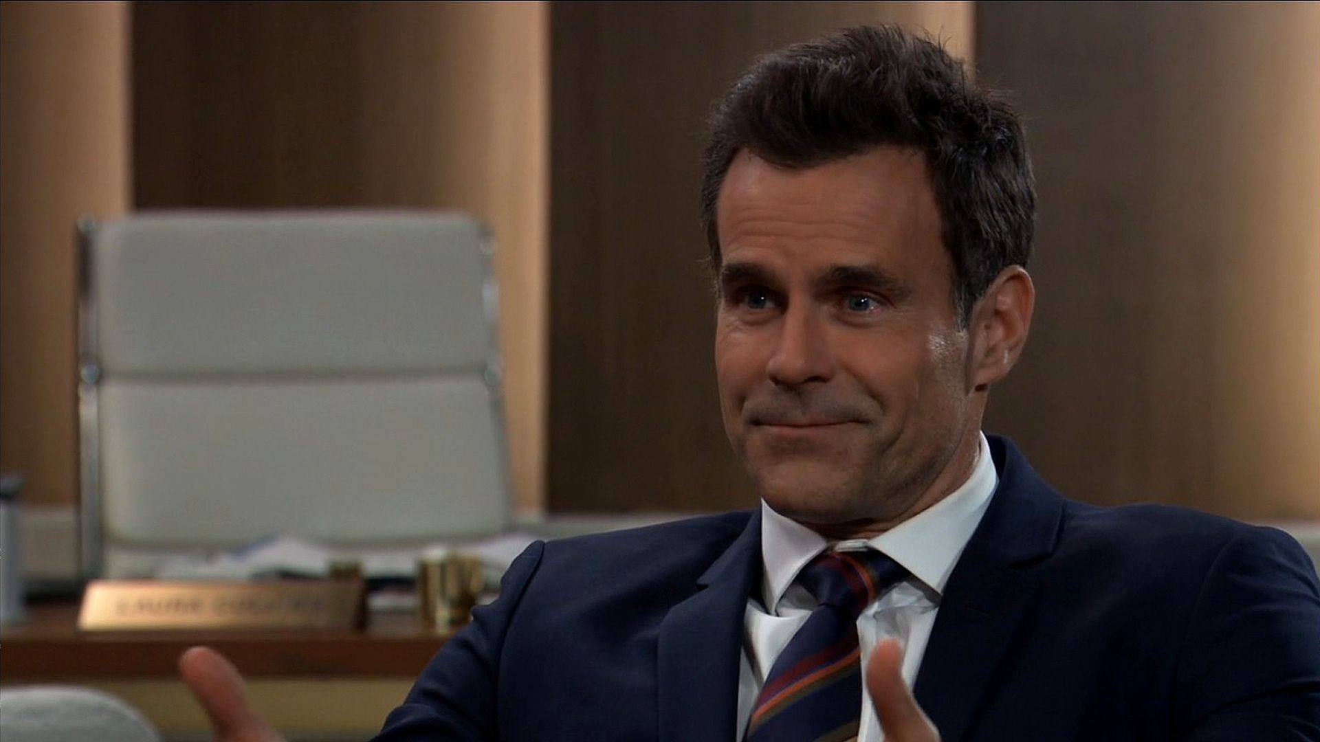 General Hospital&#039;s Drew happily discussing the esplanade. | Image Source: Hulu