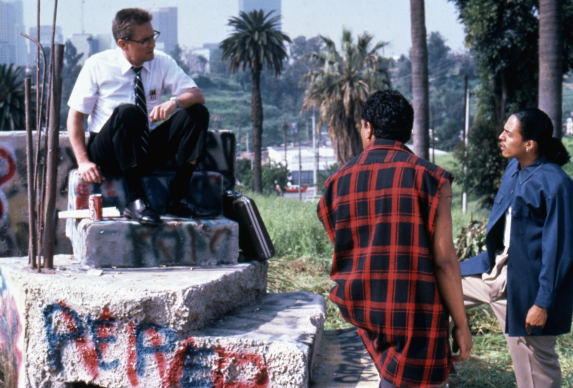 On the set of Falling Down - Source: Getty