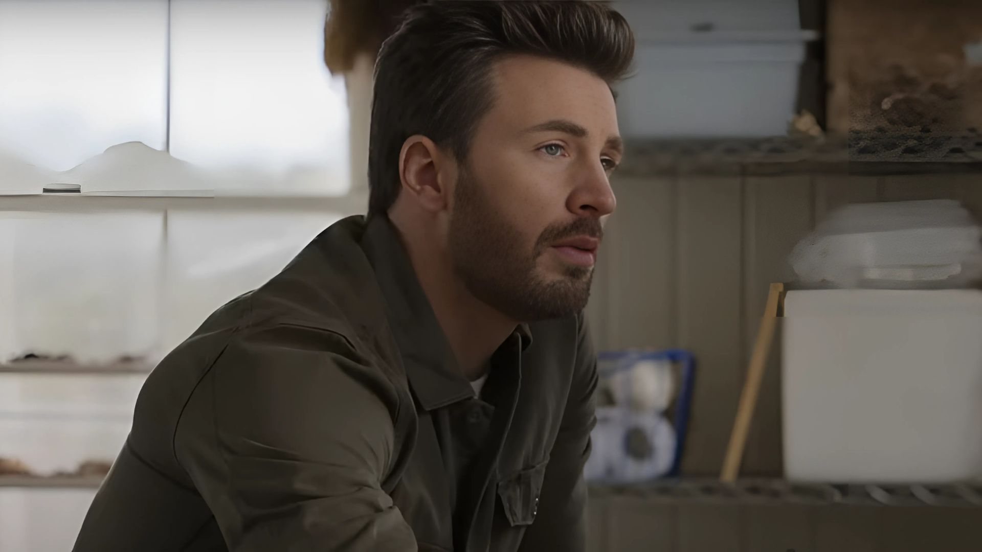 A still of Chris Evans from Ghosted | Image via Apple TV YouTube