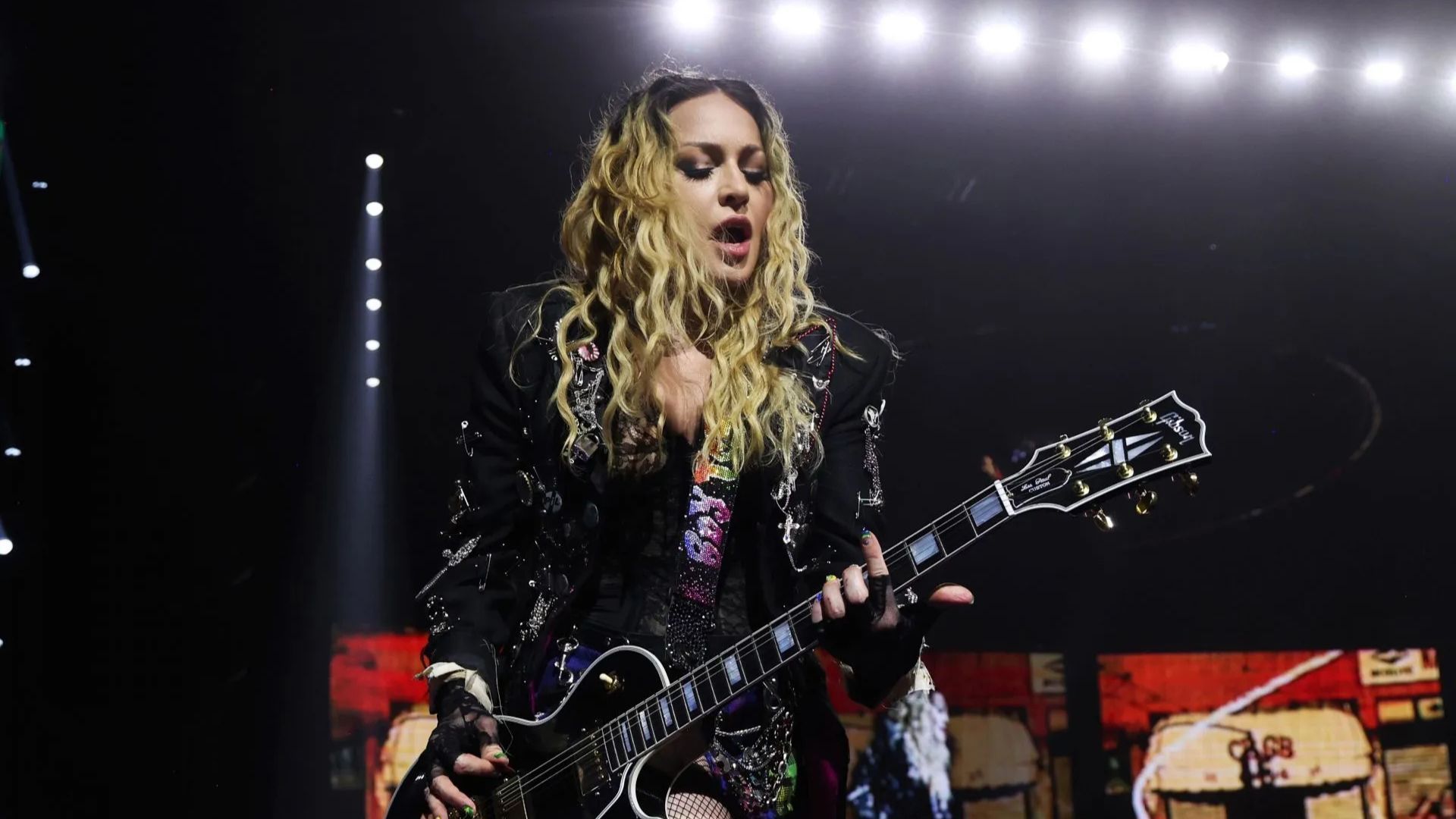 Madonna performs onstage during &quot;The Celebration Tour: at Copacabana beach (Source:Getty)