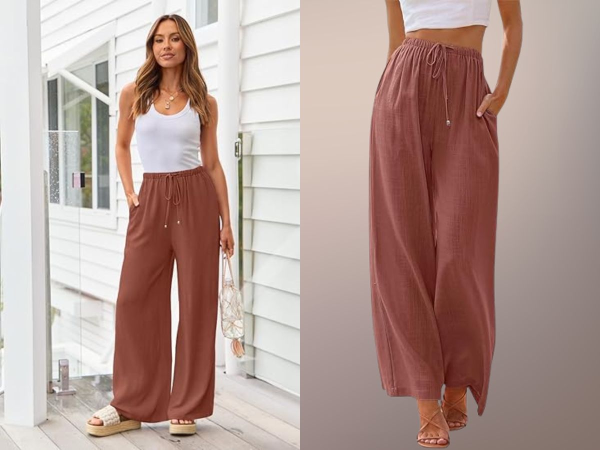 LILLUSORY Flowy Wide Leg Palazzo Beach Pants (Image via Amazon)